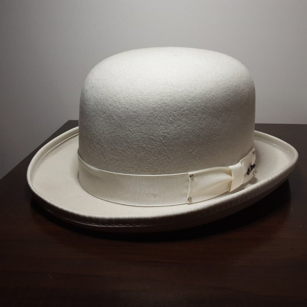 Hat, DERBY WOOL FELT BOWLER HAT BAILEY WHITE, unisex, small